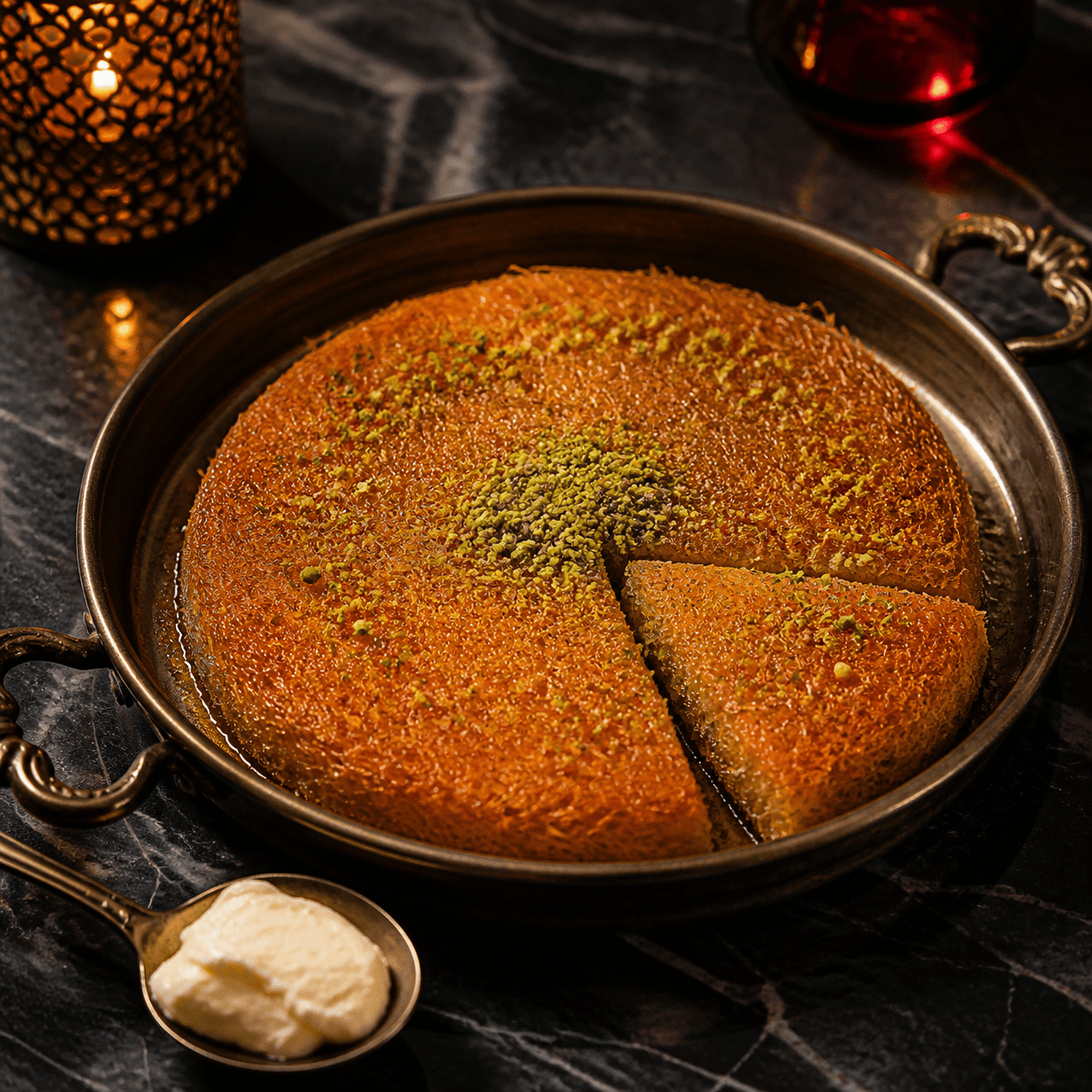 Pistachio kunefe dessert